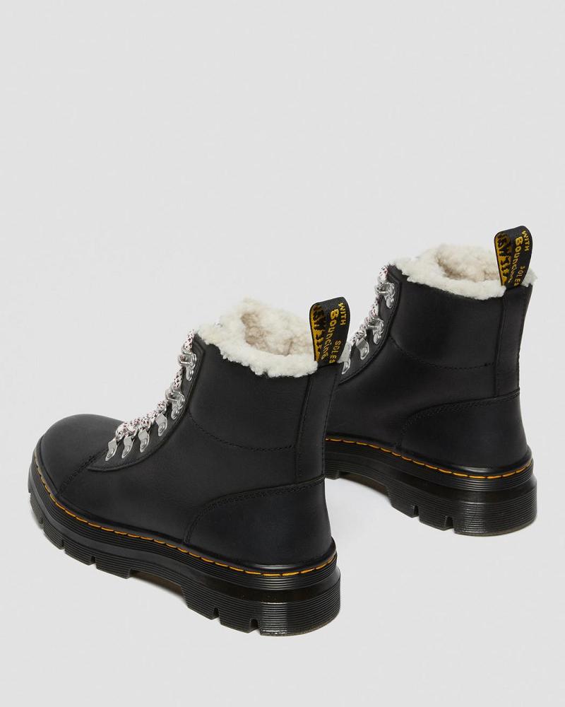 Black Women's Dr Martens Combs Faux Shearling Lined Winter Boots | CA 286DFM